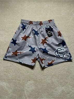 NWT Corrupted Creative Grey Mesh shorts with stars and lightning bolts